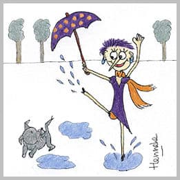 Henrietta singing in the rain