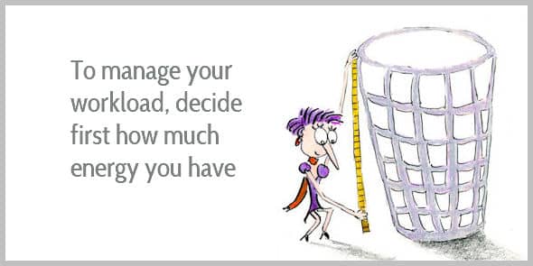 To manage your workload you must decide how much time and energy you have first